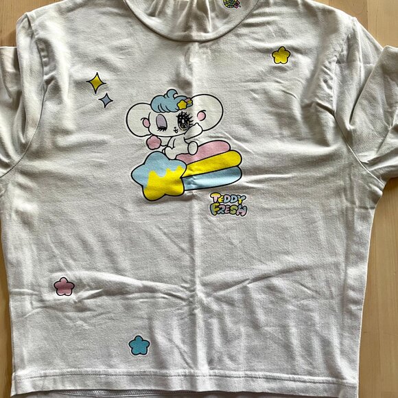 Teddy Fresh x Yurie Sekiya Women's Cute Kawaii Japanese Mock Neck Blouse Top - Picture 4 of 8